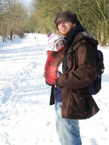 baby girl keeping nice and warm in cold weather